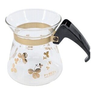 Vintage Pyrex Gold Clover Syrup Coffee Carafe Creamer Dispenser Mini Pitcher